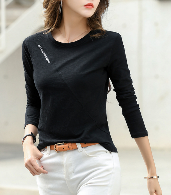 Pure cotton casual long-sleeved T-shirt