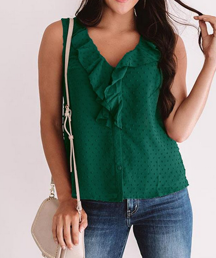 Ruffles V Neck Chiffon Top