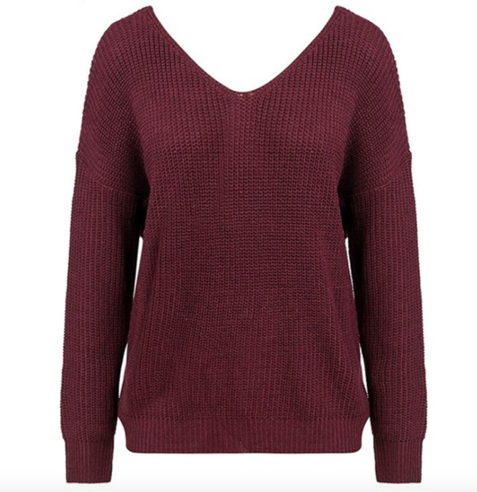 Back Cross Pearls Sweater