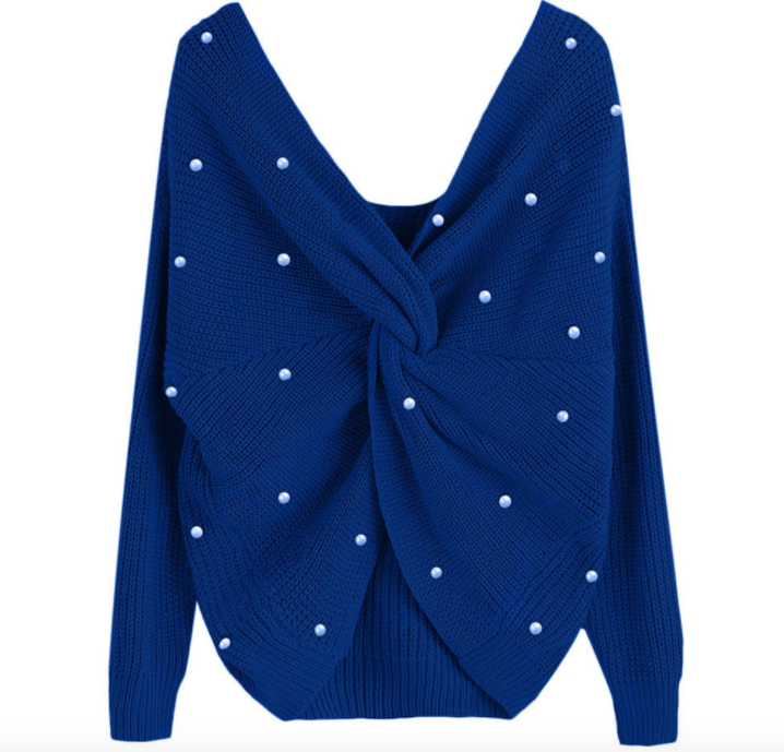 Back Cross Pearls Sweater