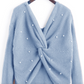 Back Cross Pearls Sweater