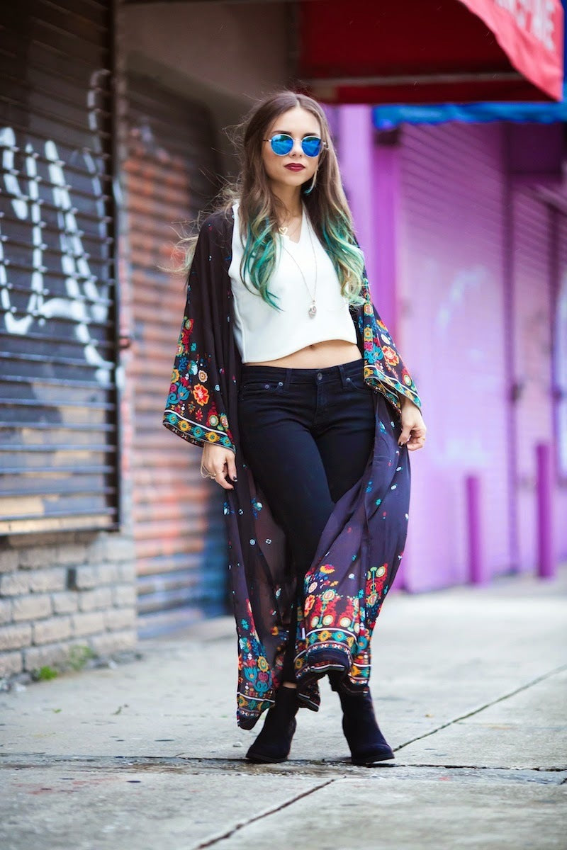 Black Chiffon Maxi Cardigan