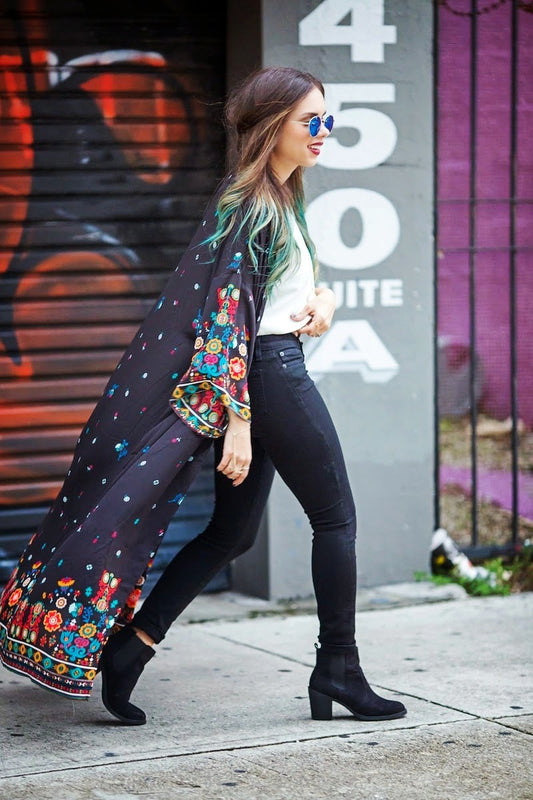 Black Chiffon Maxi Cardigan