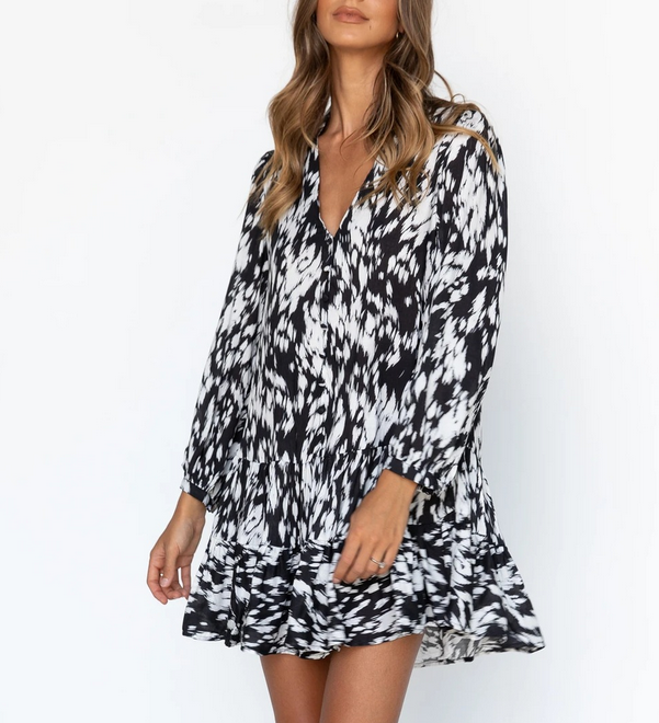 Floral Deep V neck Dress