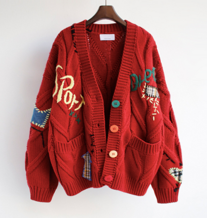Letters Knit Cardigan
