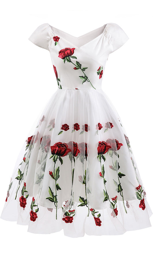 Floral  Off The Shoulder Prom Dress