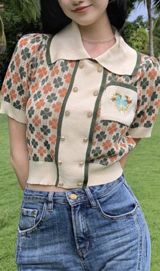 Knit Floral  Top