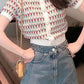Floral Front Buttons Knit Top