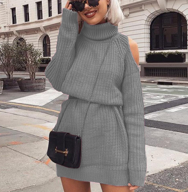 High neck strapless sweater dress