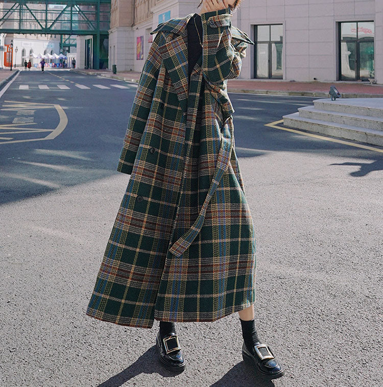 Checked Lapel Coat