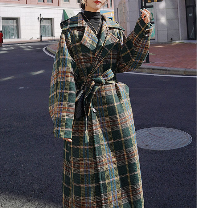 Checked Lapel Coat