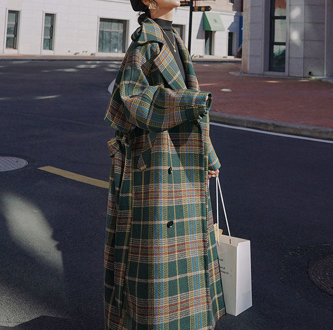 Checked Lapel Coat