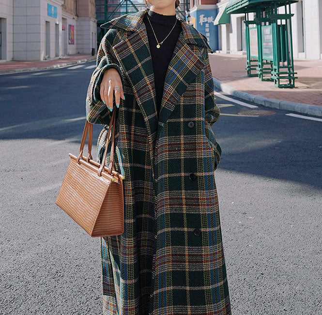 Checked Lapel Coat