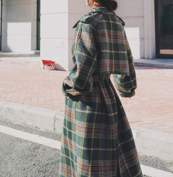 Checked Lapel Coat