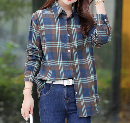 Checked Print Blouse