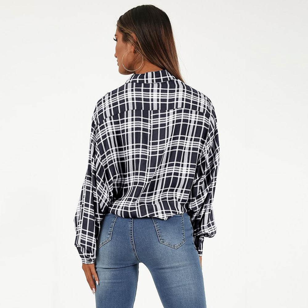 Checked Print Blouse