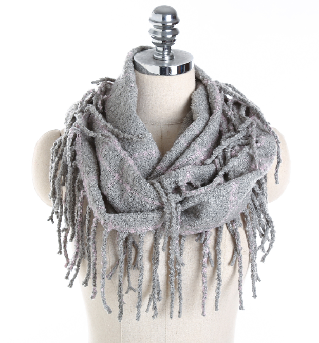 Checked Tassel Scarf