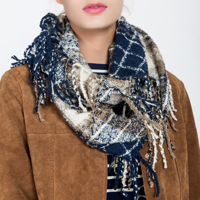 Checked Tassel Scarf