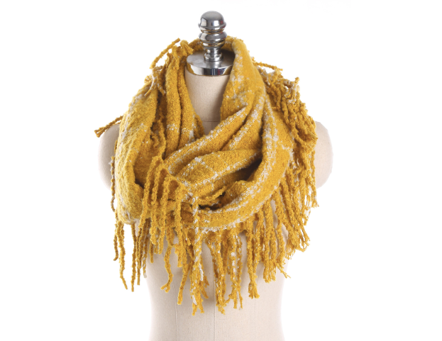Checked Tassel Scarf