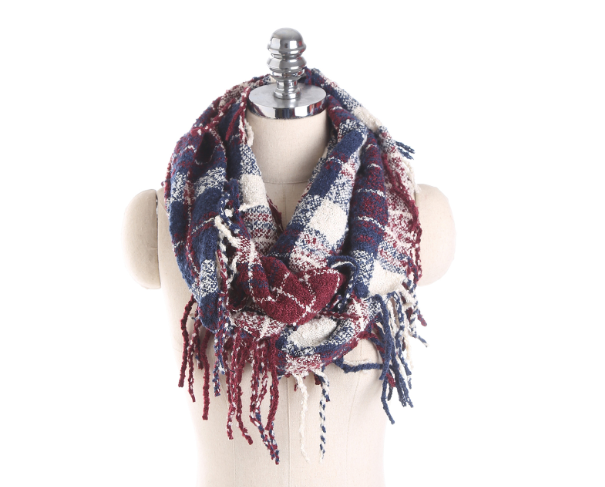 Checked Tassel Scarf