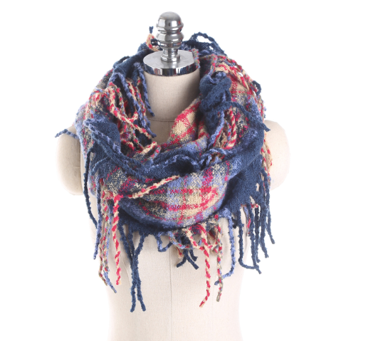 Checked Tassel Scarf