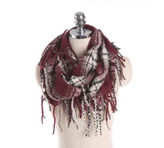 Checked Tassel Scarf