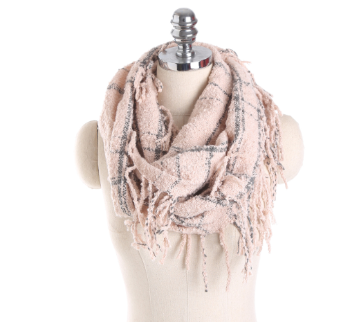 Checked Tassel Scarf