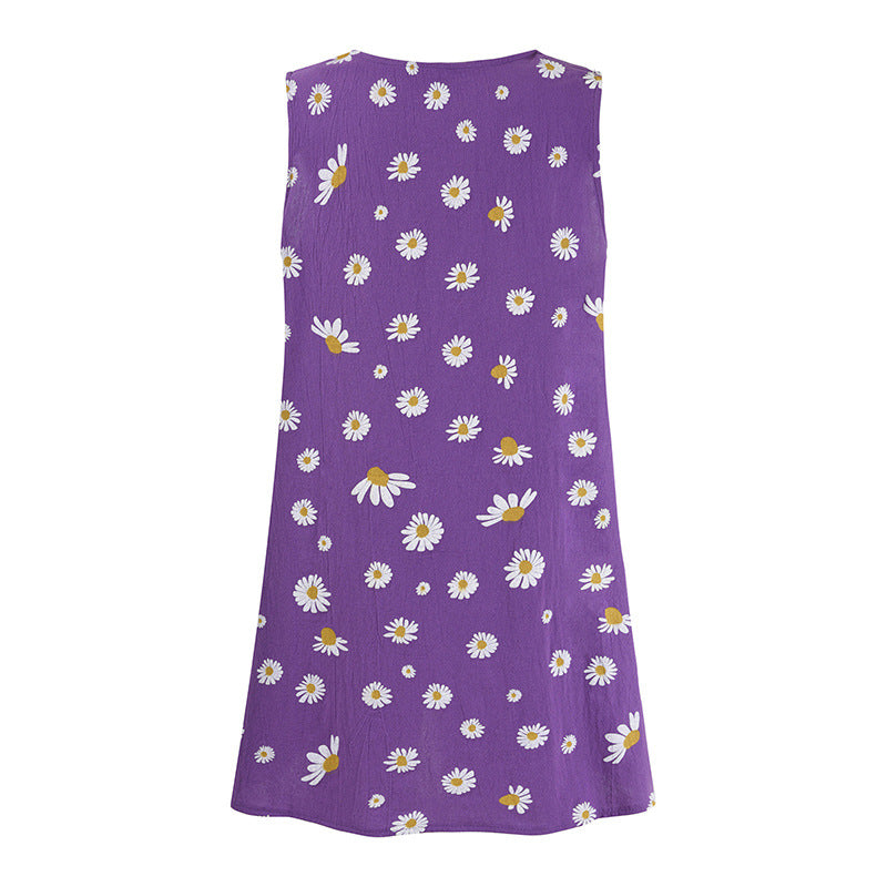 Chrysanthemum Sleeveless Slit Top