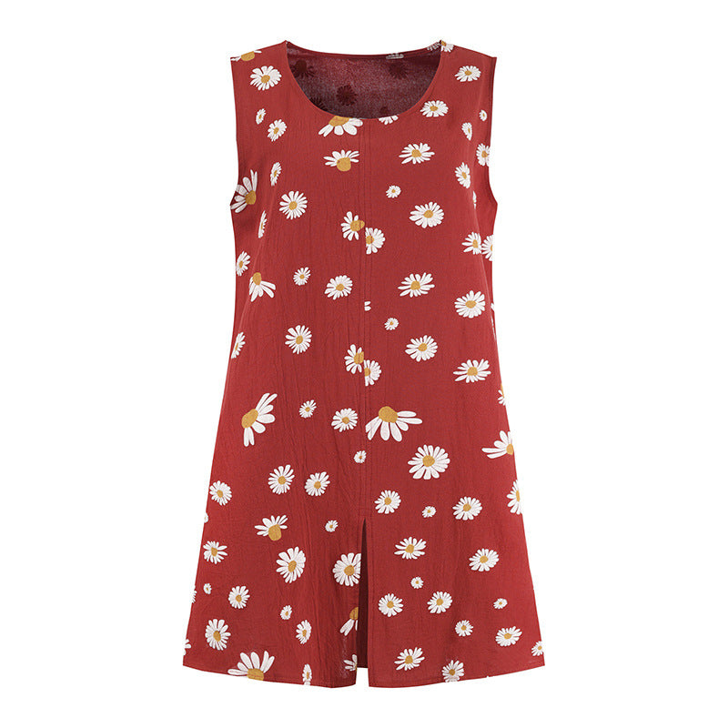 Chrysanthemum Sleeveless Slit Top