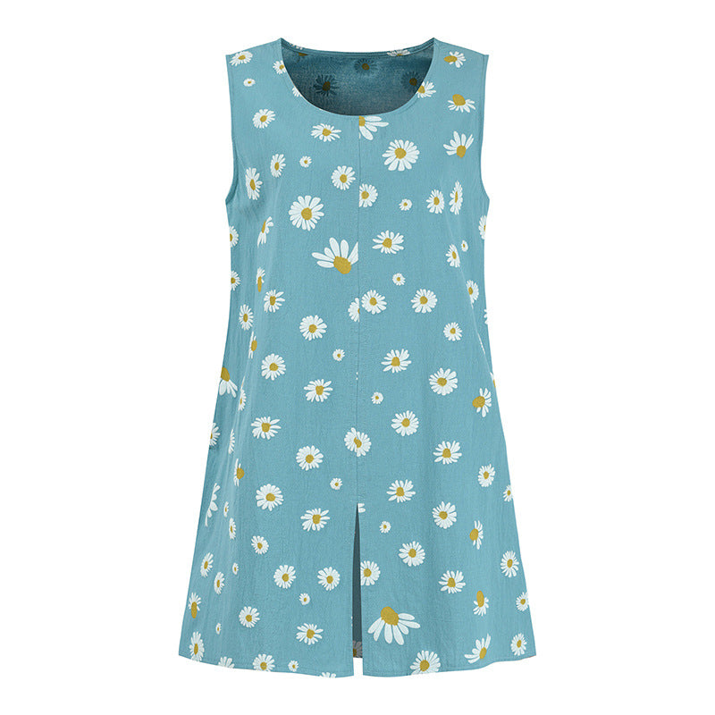 Chrysanthemum Sleeveless Slit Top