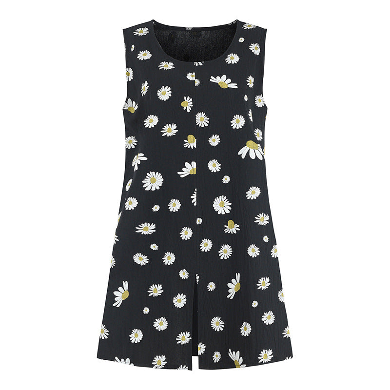 Chrysanthemum Sleeveless Slit Top