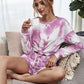 Colourful Tie-dye Long Sleeves Top And Shorts Two Pieces Set