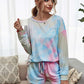 Colourful Tie-dye Long Sleeves Top And Shorts Two Pieces Set