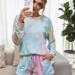 Colourful Tie-dye Long Sleeves Top And Shorts Two Pieces Set