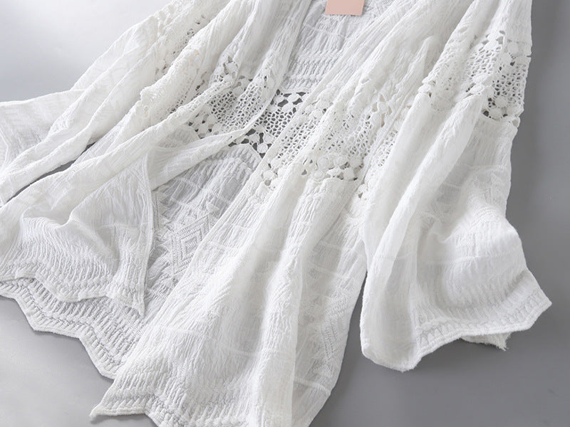 Cotton Hollowing Out Cardigan