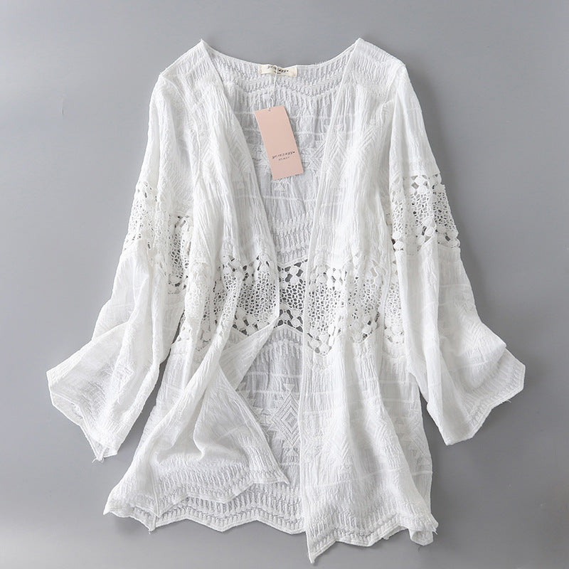Cotton Hollowing Out Cardigan