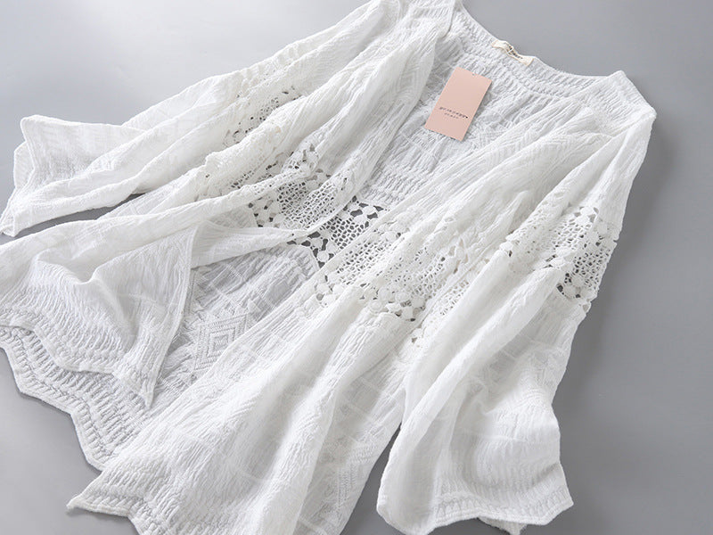 Cotton Hollowing Out Cardigan
