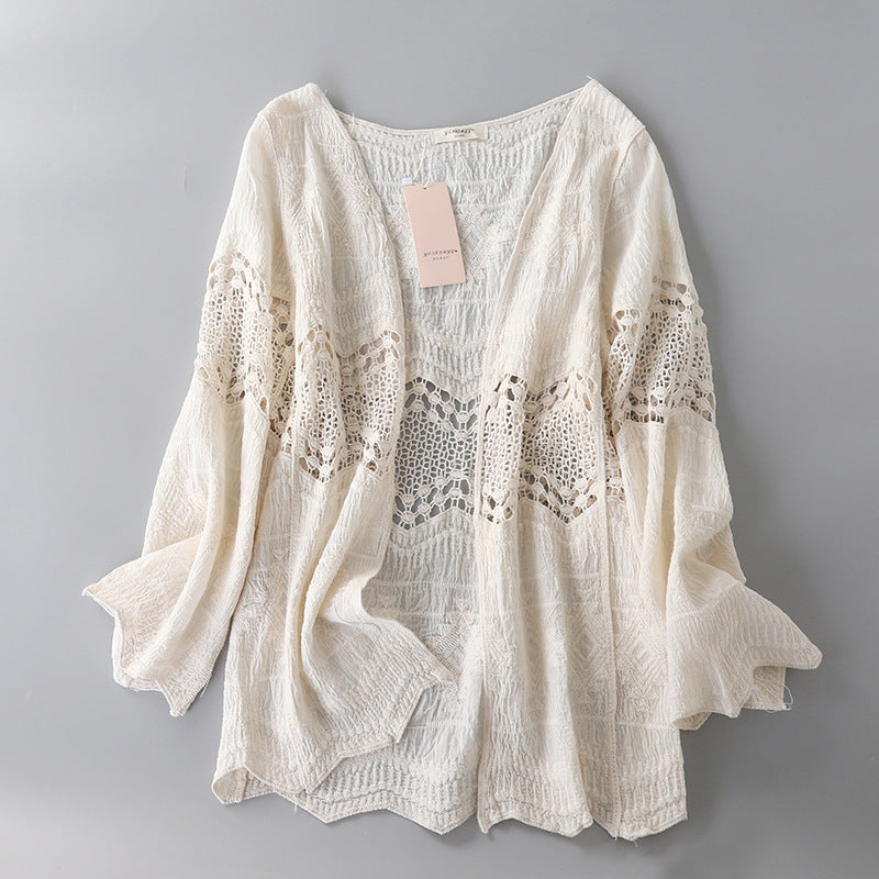 Cotton Hollowing Out Cardigan