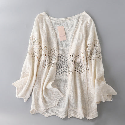 Cotton Hollowing Out Cardigan