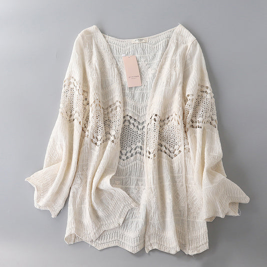 Cotton Hollowing Out Cardigan