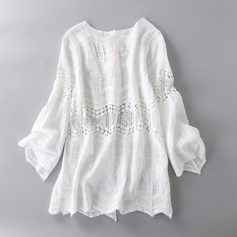Cotton Hollowing Out Cardigan