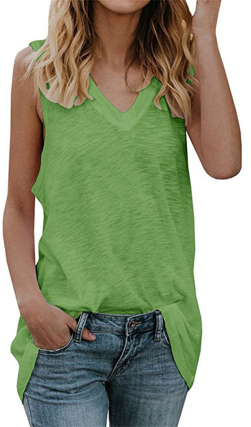 Cotton Sleeveless V Neck Top