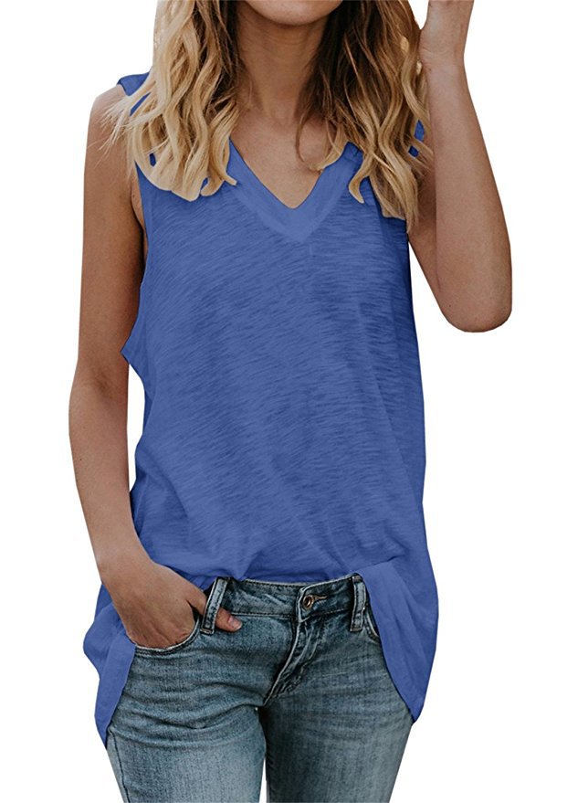 Cotton Sleeveless V Neck Top