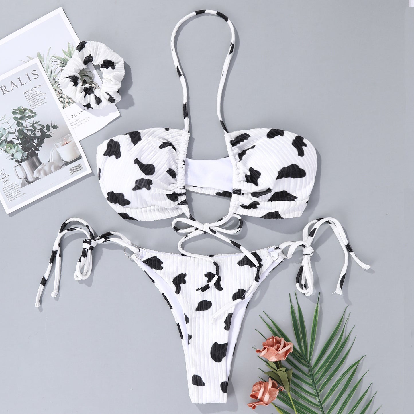 Cow Print Bikini Set