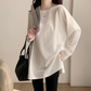 Crew neck slit long sleeve T-shirt