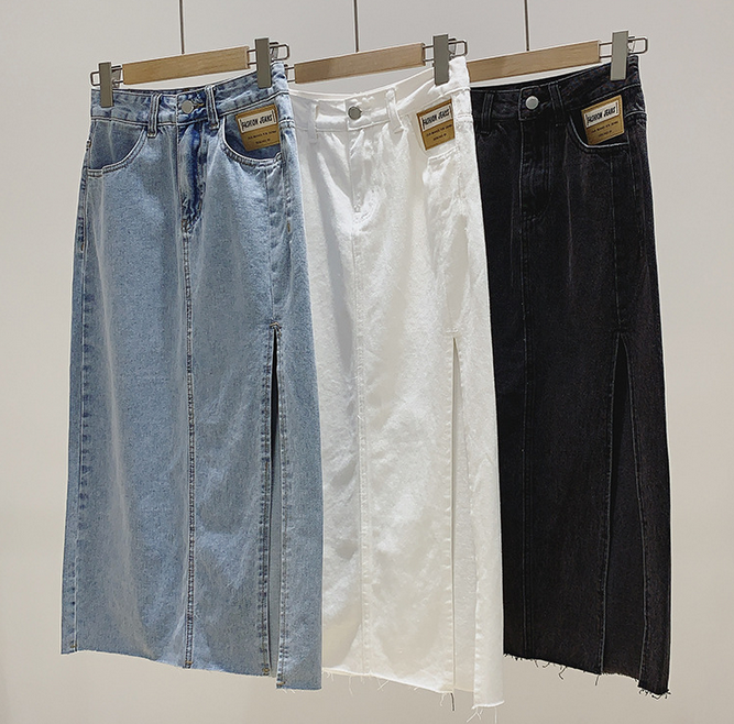 Denim Slit Skirt