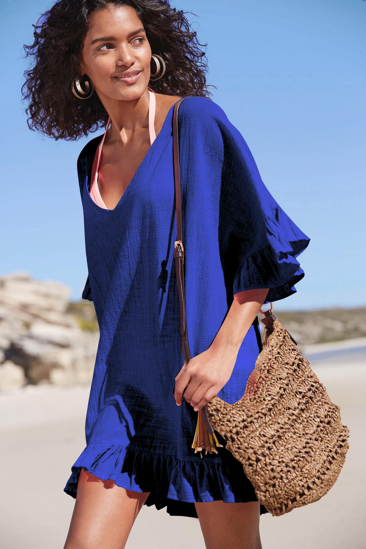 Deep V Neck Cover Up