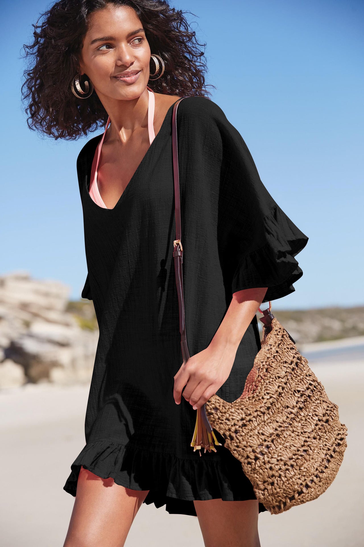 Deep V Neck Cover Up