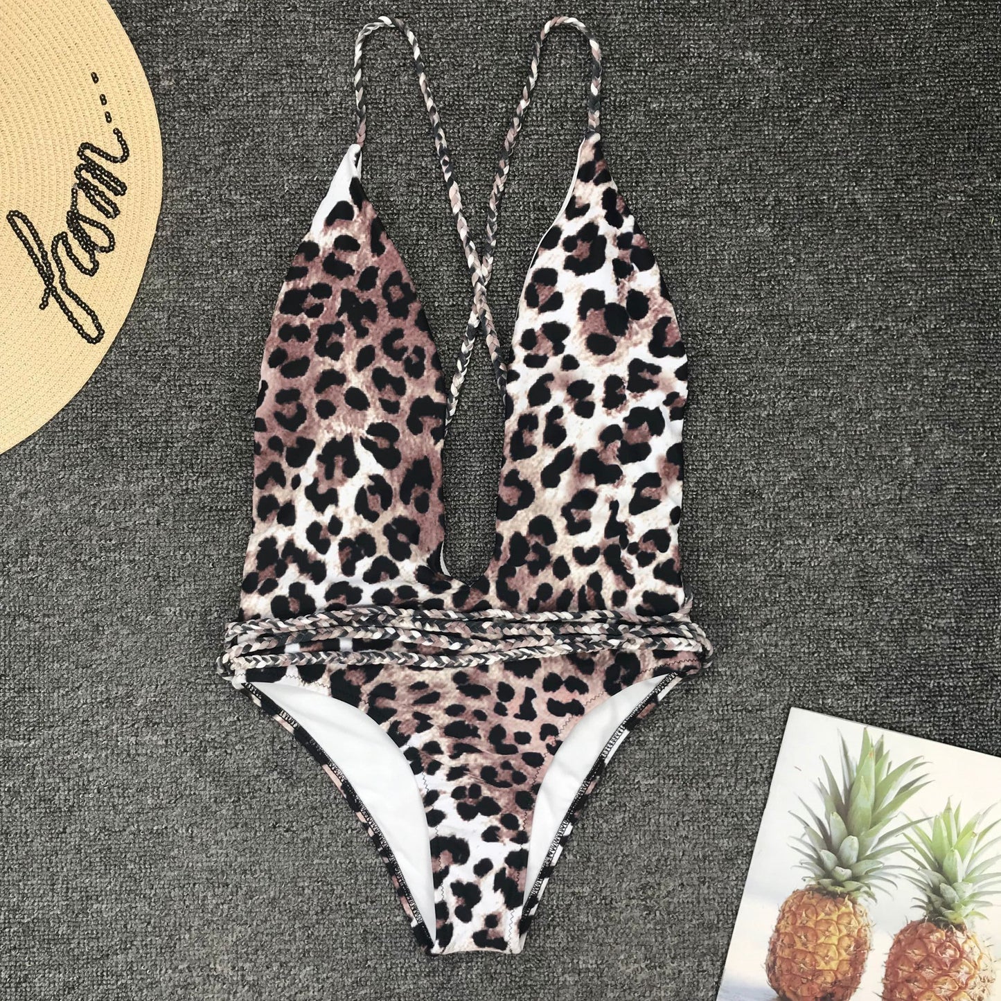 Deep V Neck Backless Bikini Set