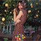Dot Print V Neck Irregular Dress
